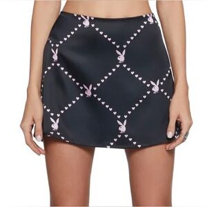 PLAYBOY Black Mini Skirt with Pink Pattern